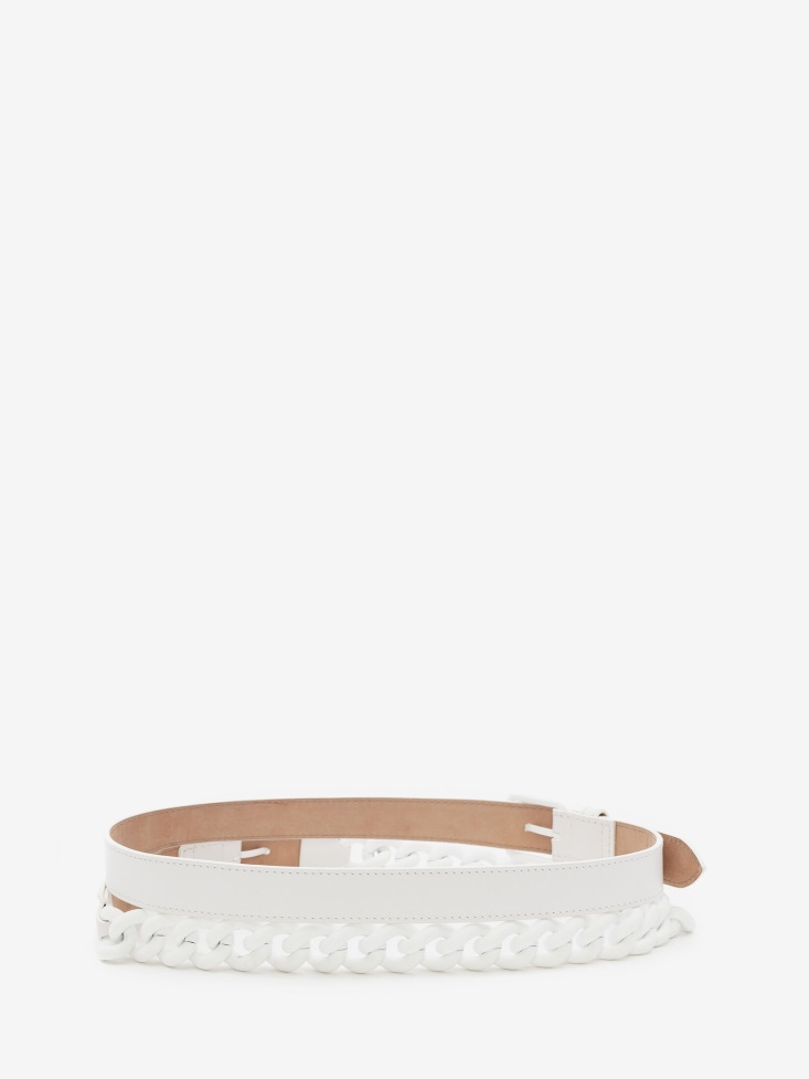 Women's Double Belt With Chain Fashion Alexander McQueen Optic White