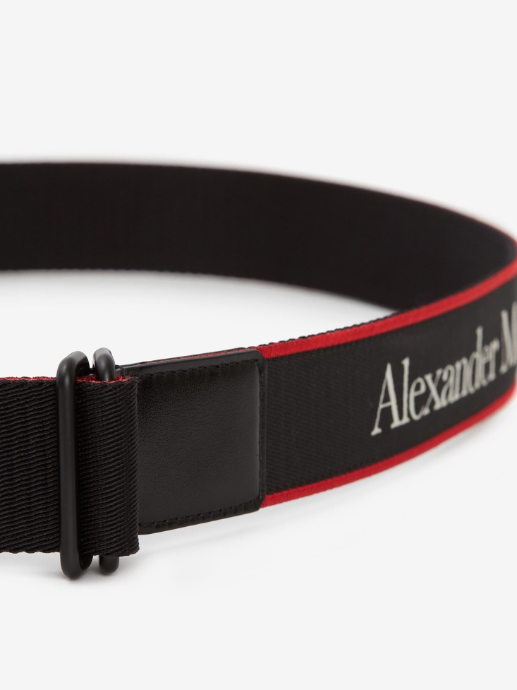 Fashion Alexander McQueen Men's Camera Belt Black/Red