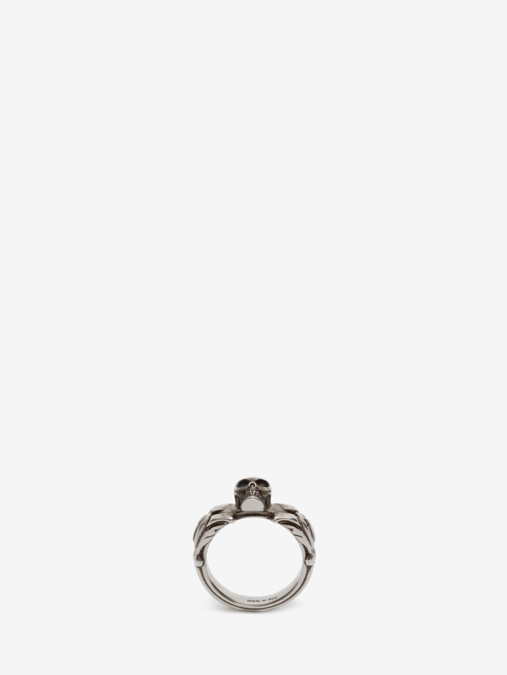 Men's Textured Skull Ring Fashion Alexander McQueen Antique Silver