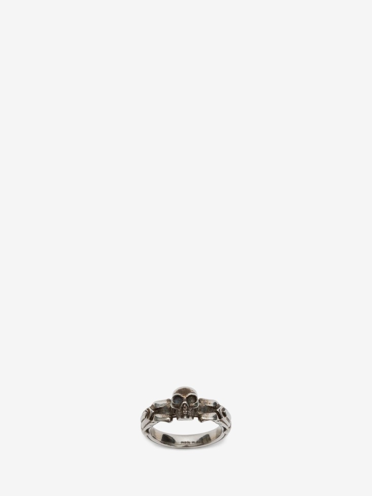Men's Textured Skull Ring Fashion Alexander McQueen Antique Silver