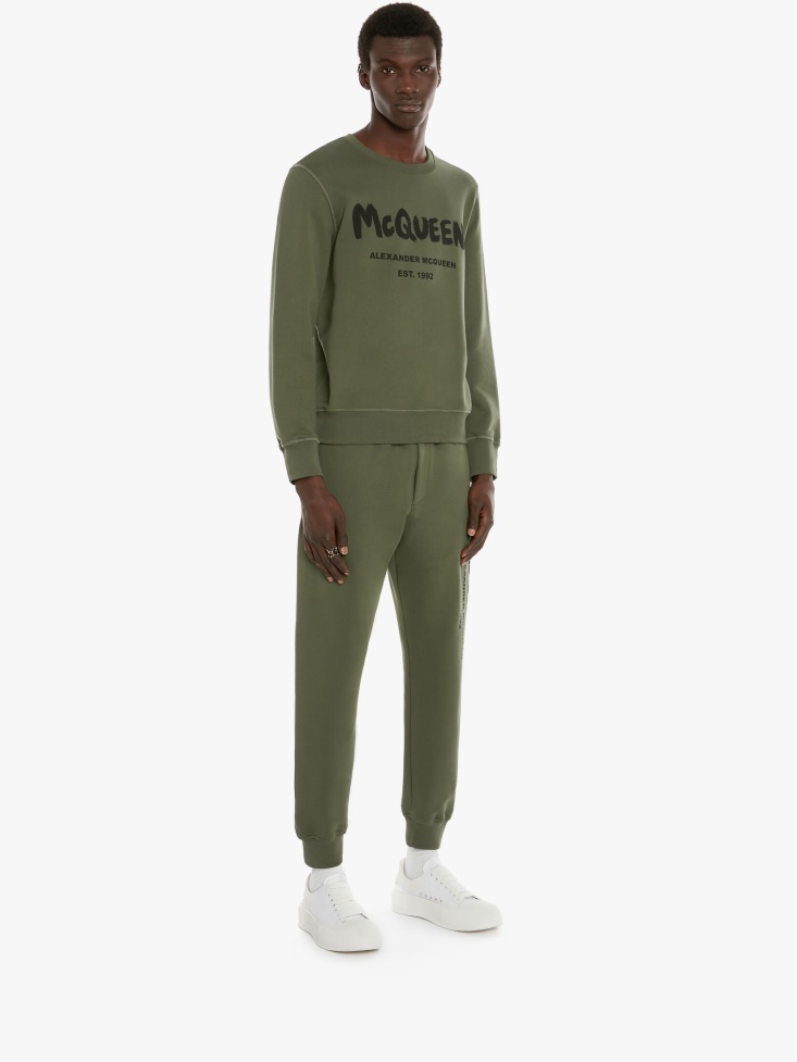 Khaki Fashion Alexander McQueen Men's in Graffiti Sweatshirt