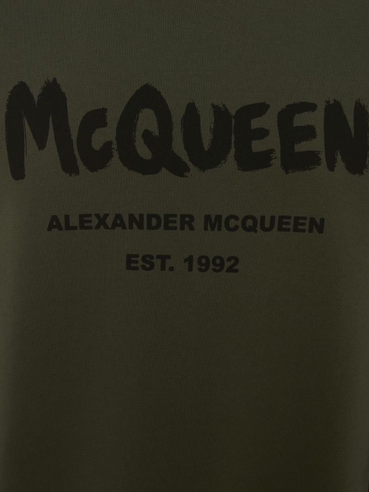 Khaki Fashion Alexander McQueen Men's in Graffiti Sweatshirt