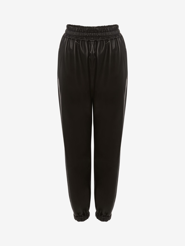 Fashion Alexander McQueen Black Women's Leather Joggers