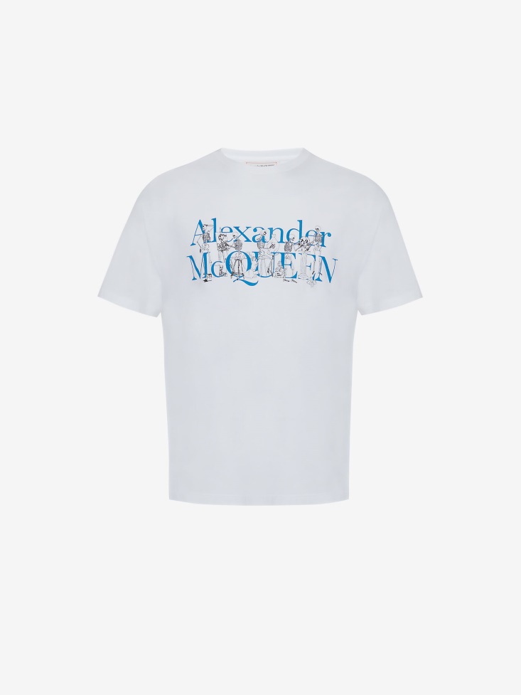Fashion Alexander McQueen Men's Skeleton Band T-Shirt White Mix