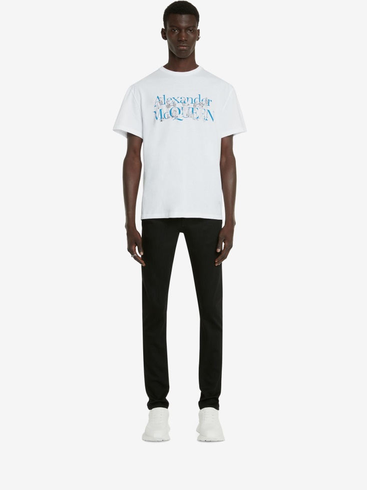 Fashion Alexander McQueen Men's Skeleton Band T-Shirt White Mix