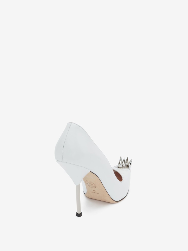 Fashion Alexander McQueen White/Silver Women's Punk Stud Pump