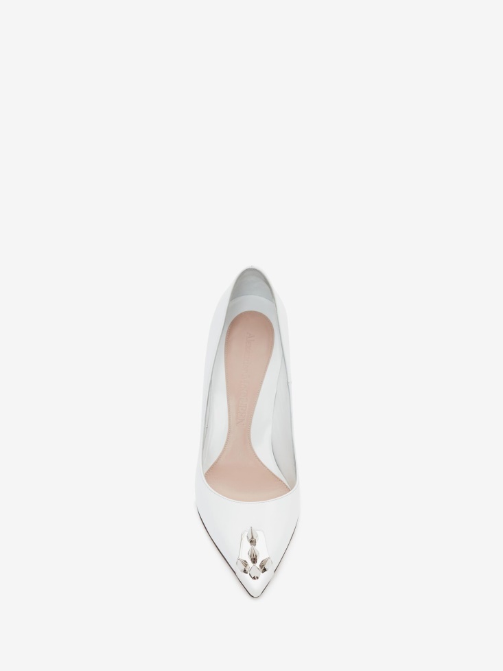 Fashion Alexander McQueen White/Silver Women's Punk Stud Pump