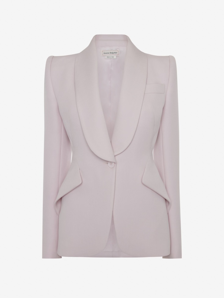 Porcelain Women's Peak Shoulder Grain De Poudre Jacket Fashion Alexander McQueen