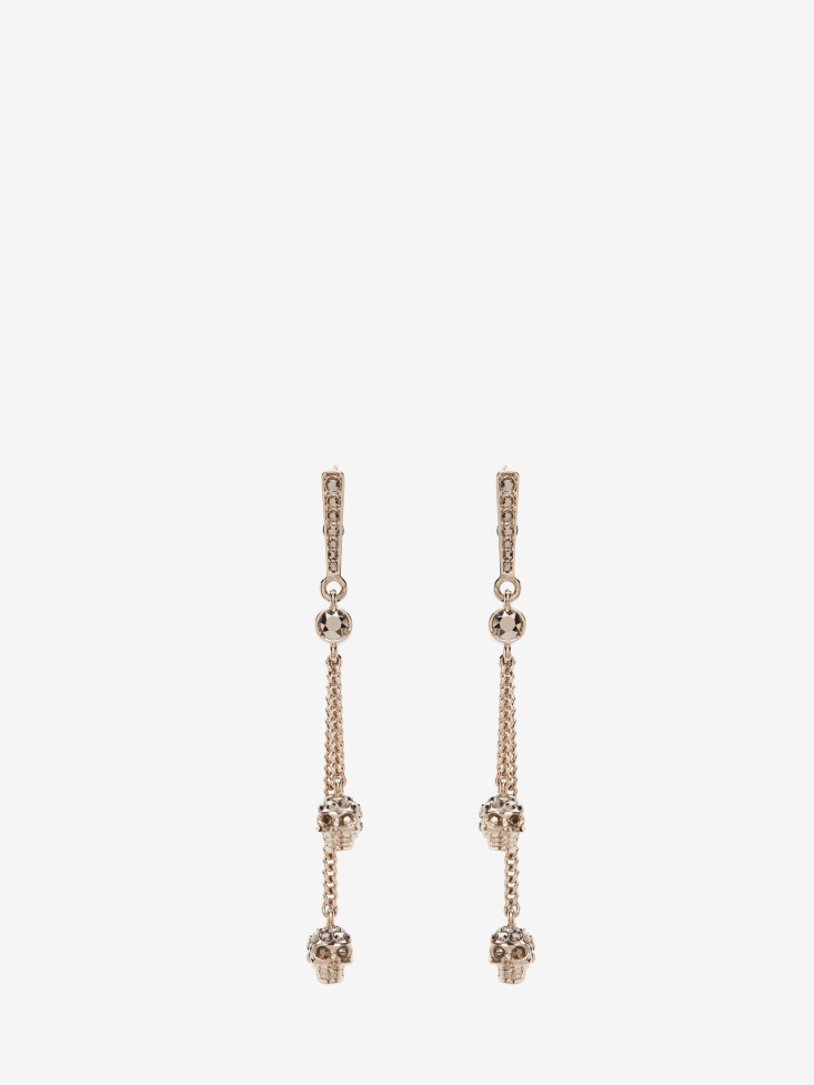 Pale Gold Fashion Alexander McQueen Women's Chain Skull Earrings