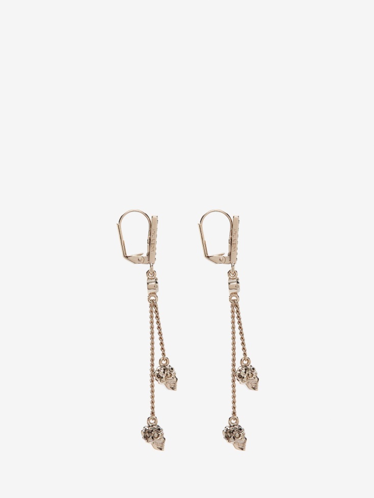 Pale Gold Fashion Alexander McQueen Women's Chain Skull Earrings