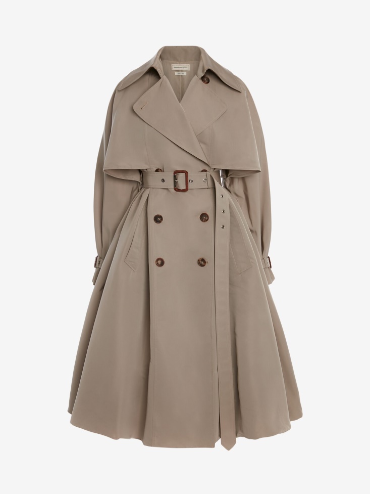 Fashion Alexander McQueen Stone Women's Polyfaille Parachute Trench Coat