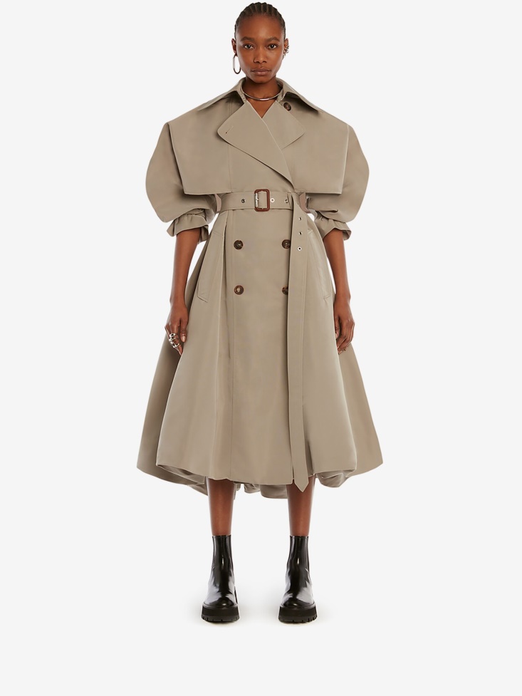 Fashion Alexander McQueen Stone Women's Polyfaille Parachute Trench Coat