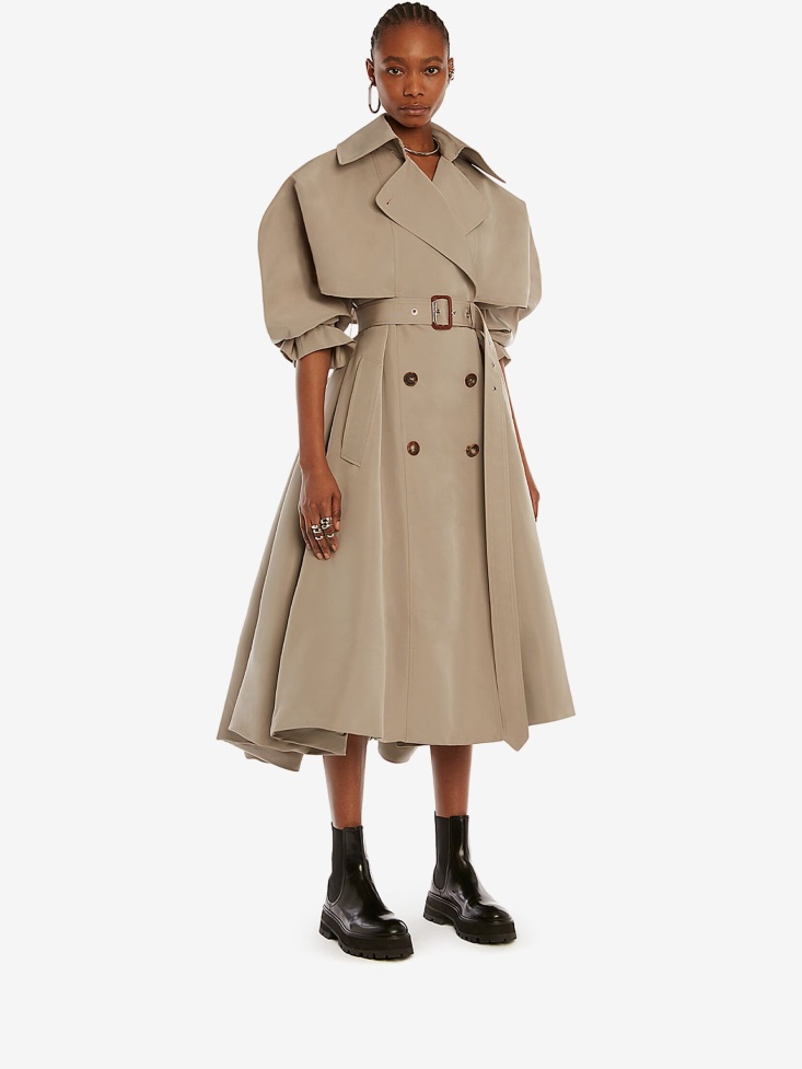 Fashion Alexander McQueen Stone Women's Polyfaille Parachute Trench Coat