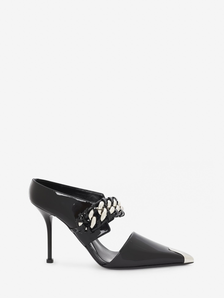 Black/Silver Fashion Alexander McQueen Punk Chain Mule