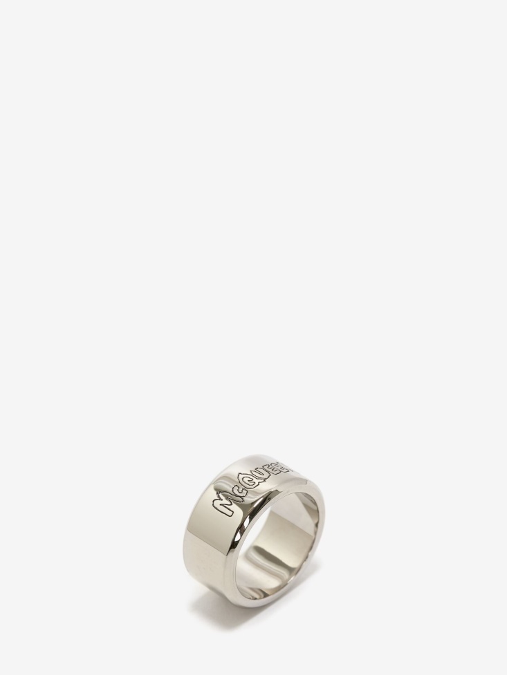 Men's in Graffiti Ring Antique Silver Fashion Alexander McQueen