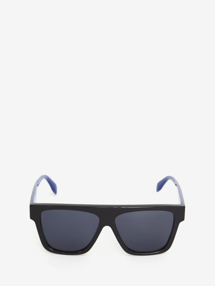 Black/Blue Men's Selvedge Flat Top Sunglasses Fashion Alexander McQueen