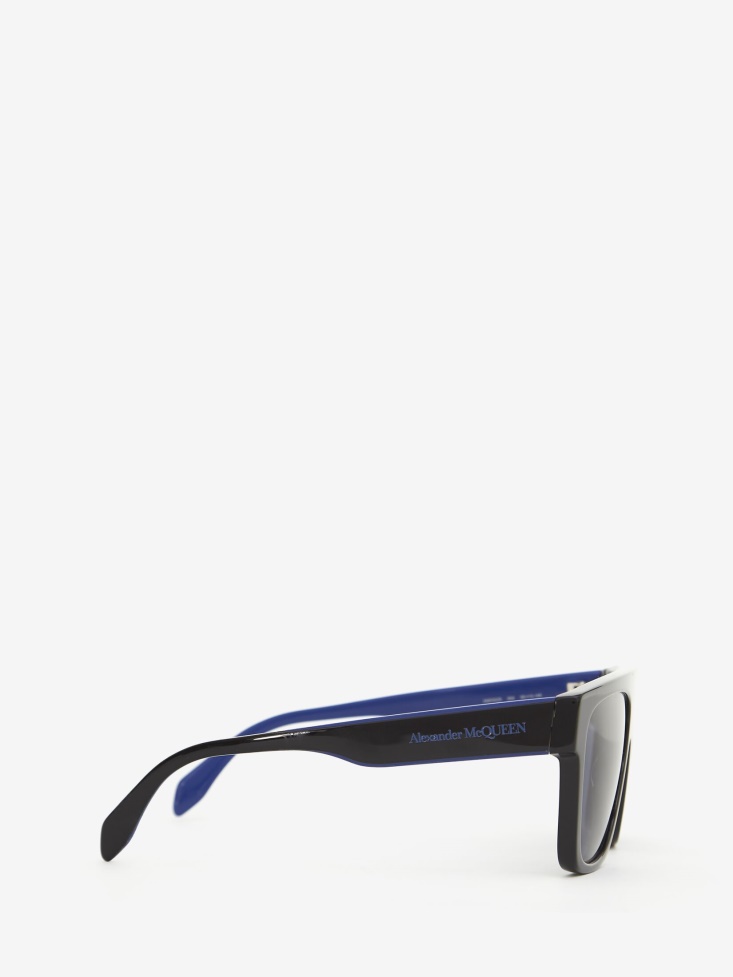 Black/Blue Men's Selvedge Flat Top Sunglasses Fashion Alexander McQueen