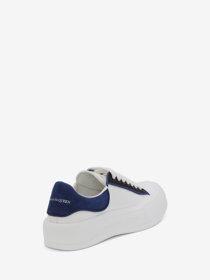 White/Ocean Blue/Black Fashion Alexander McQueen Men's Deck Plimsoll