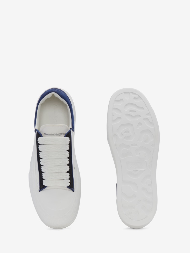White/Ocean Blue/Black Fashion Alexander McQueen Men's Deck Plimsoll