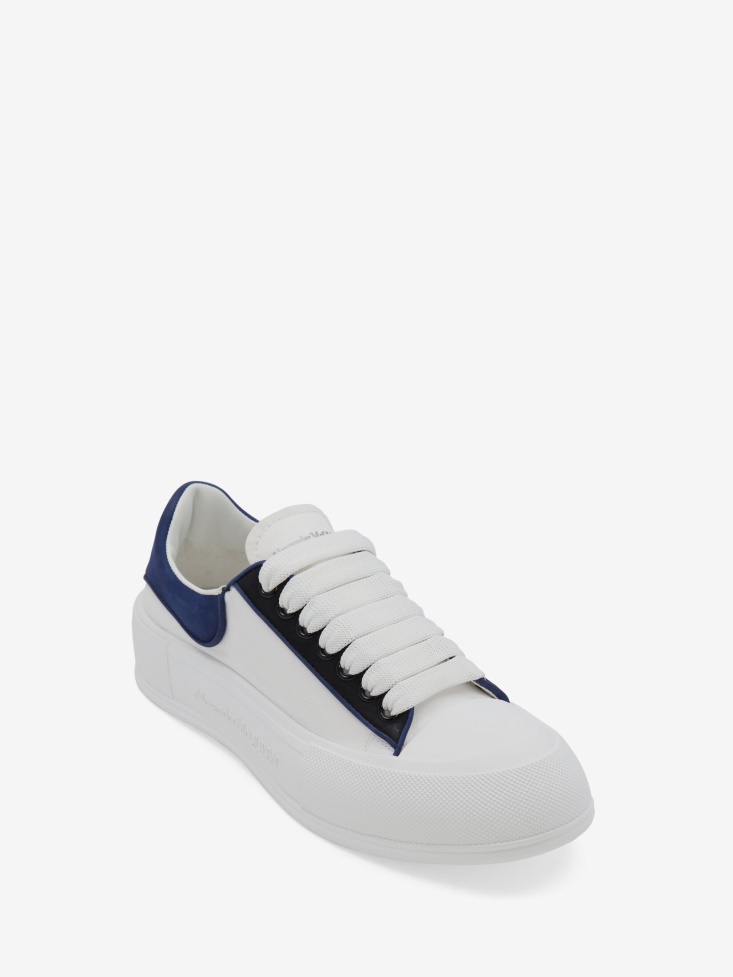 White/Ocean Blue/Black Fashion Alexander McQueen Men's Deck Plimsoll