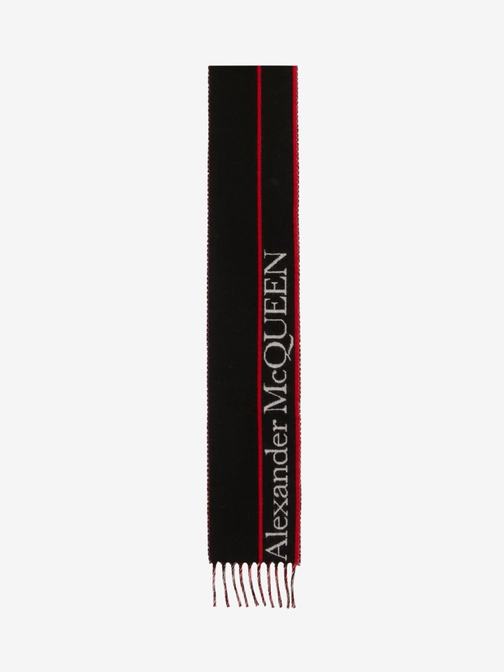 Fashion Alexander McQueen Black/Red Men's in Selvedge Ribbon Scarf