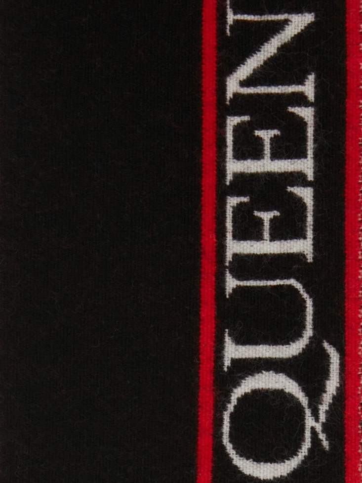 Fashion Alexander McQueen Black/Red Men's in Selvedge Ribbon Scarf