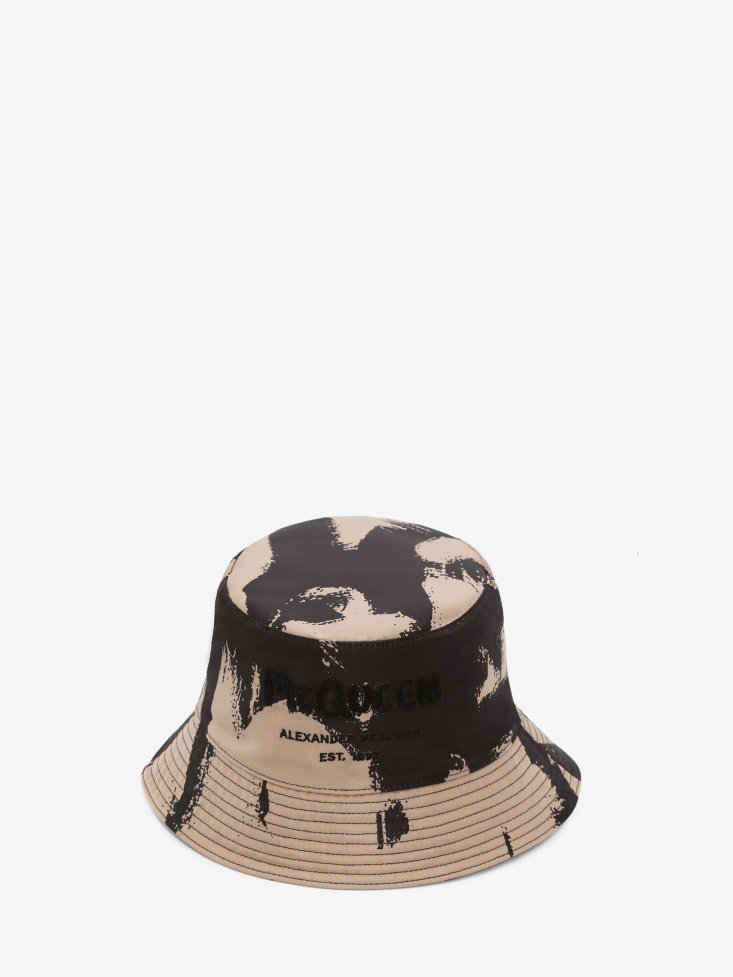 Men's in Graffiti Bucket Hat Black/Beige Fashion Alexander McQueen