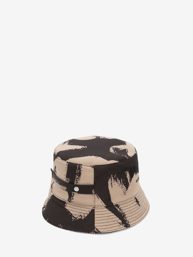Men's in Graffiti Bucket Hat Black/Beige Fashion Alexander McQueen