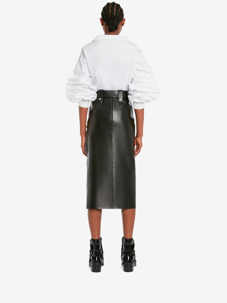 Black Women's Slashed Pencil Biker Skirt Fashion Alexander McQueen