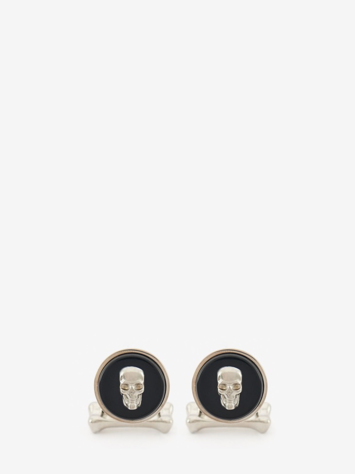 Black Fashion Alexander McQueen Men's Skull Stone Cufflinks