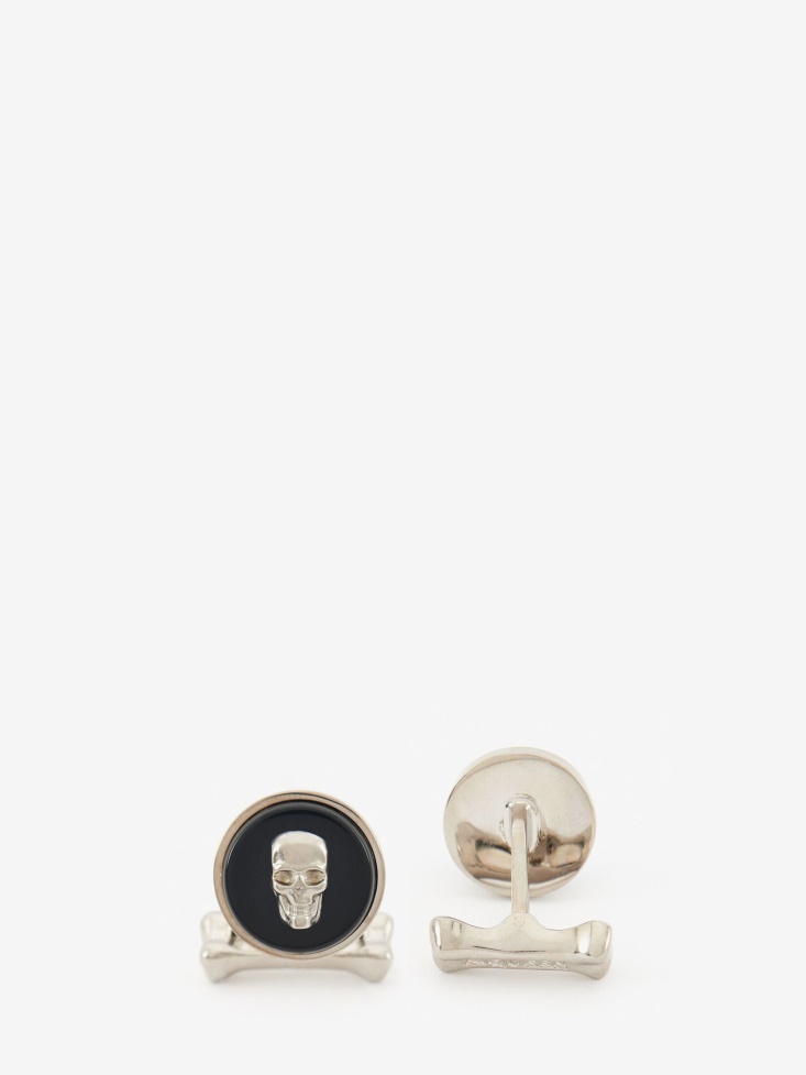 Black Fashion Alexander McQueen Men's Skull Stone Cufflinks