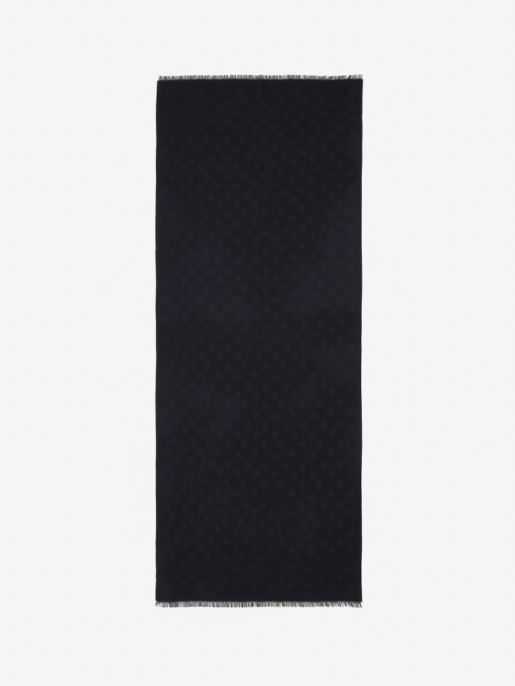 Fashion Alexander McQueen Navy/Blue Men's Reversible Skull Scarf