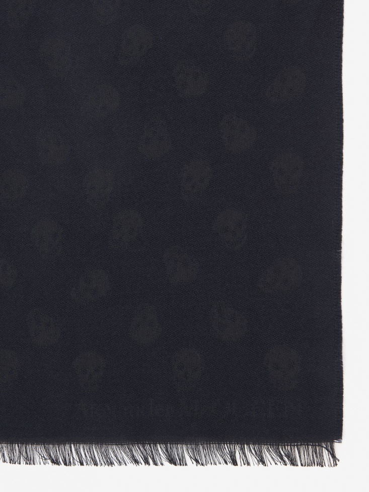 Fashion Alexander McQueen Navy/Blue Men's Reversible Skull Scarf