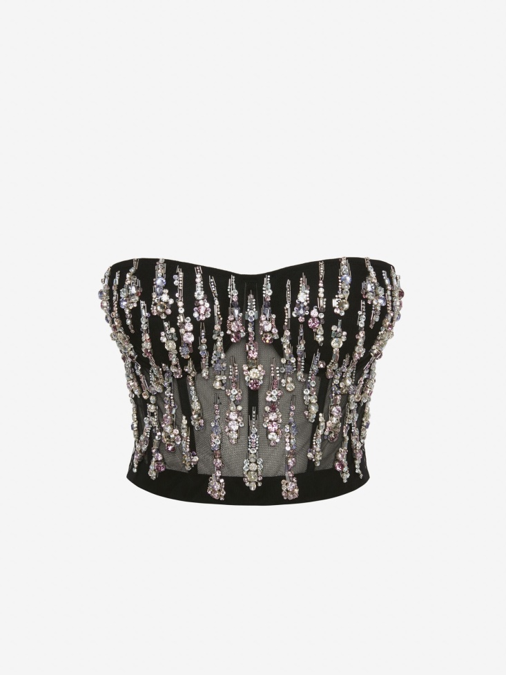 Black Cosmic Rain Embroidery Corset Fashion Alexander McQueen