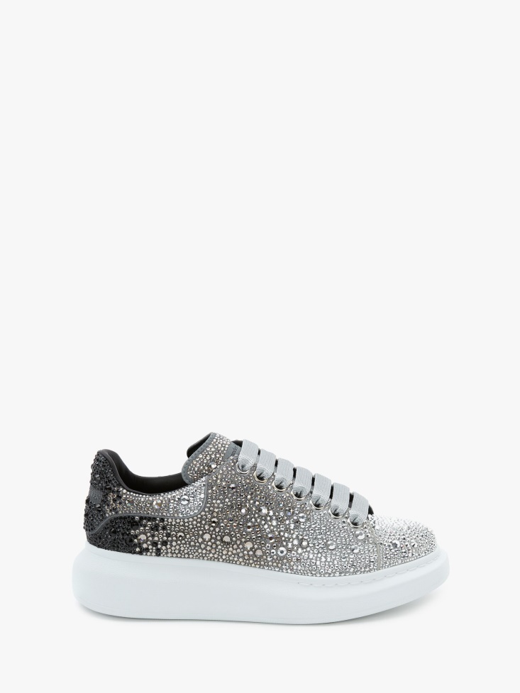 Women's Oversized Sneaker Black/Silver Fashion Alexander McQueen