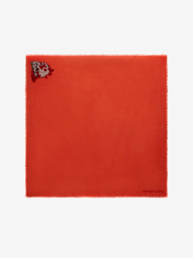Women's Mushroom Skull Shawl Fashion Alexander McQueen Orange/Red