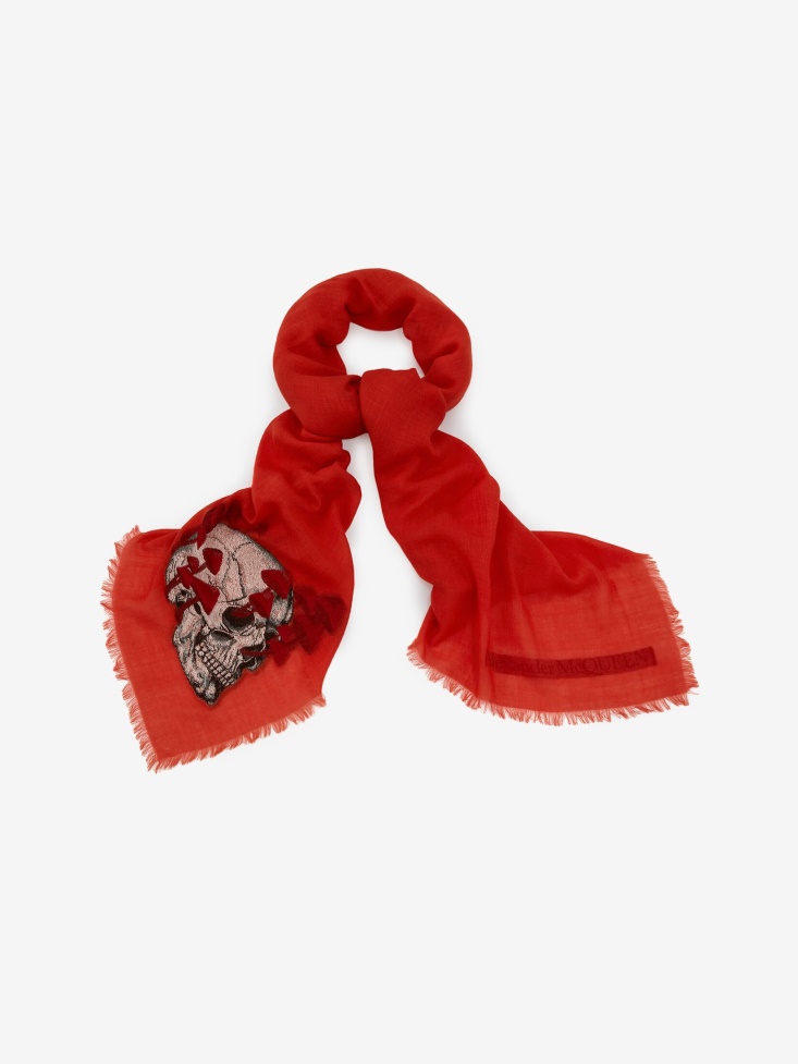 Women's Mushroom Skull Shawl Fashion Alexander McQueen Orange/Red