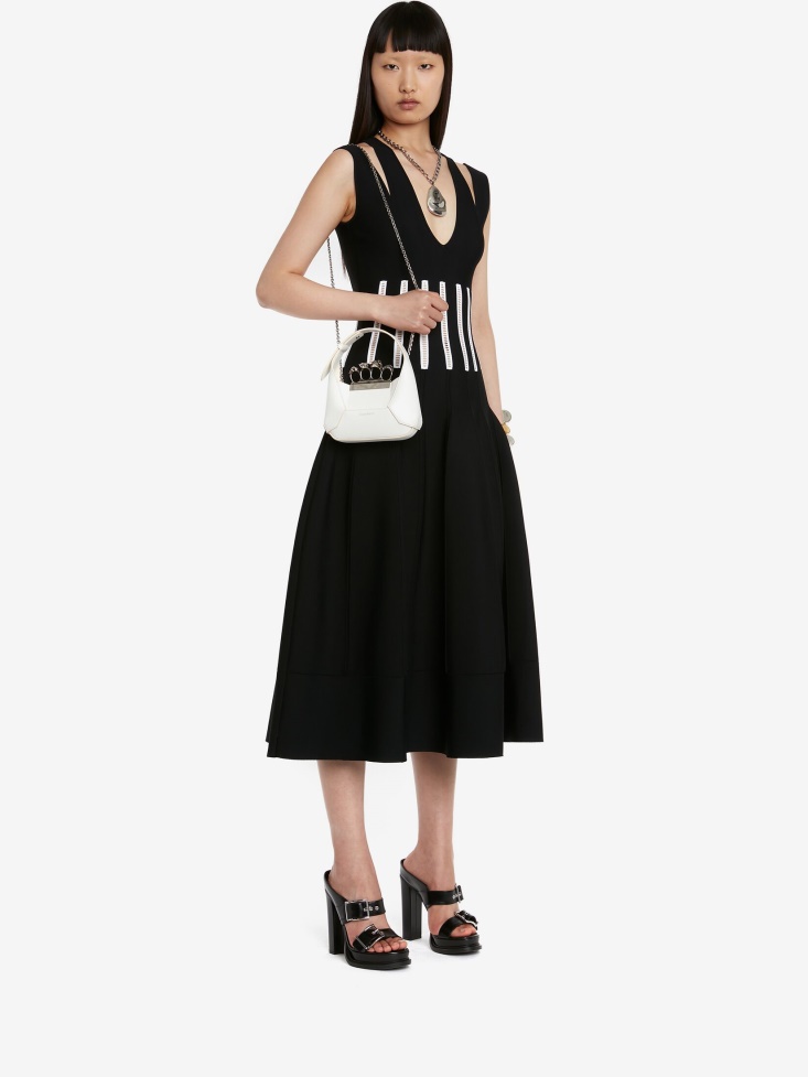 Fashion Alexander McQueen Black/White Women's Slashed Corset Midi Dress