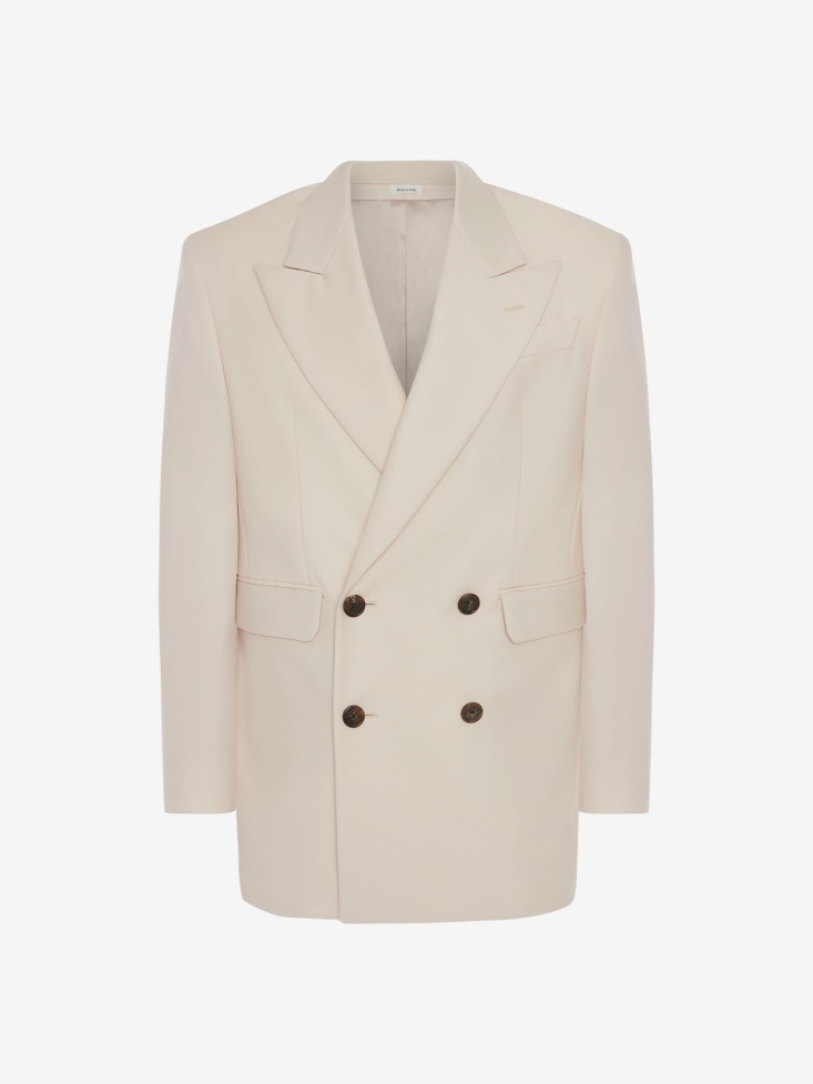 Fashion Alexander McQueen Courtney Pink Men's Wool Mohair Double-Breasted Jacket