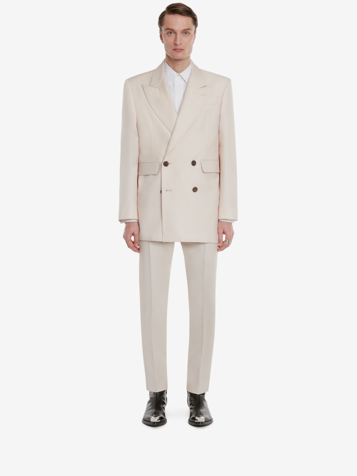 Fashion Alexander McQueen Courtney Pink Men's Wool Mohair Double-Breasted Jacket