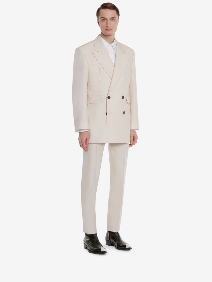 Fashion Alexander McQueen Courtney Pink Men's Wool Mohair Double-Breasted Jacket
