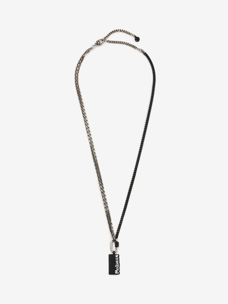 Men's in Graffiti Bi-Colour Necklace Black/White Fashion Alexander McQueen