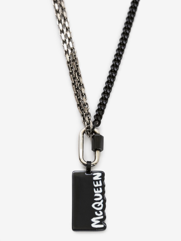 Men's in Graffiti Bi-Colour Necklace Black/White Fashion Alexander McQueen