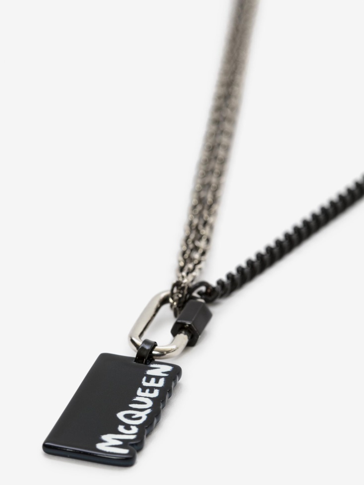 Men's in Graffiti Bi-Colour Necklace Black/White Fashion Alexander McQueen