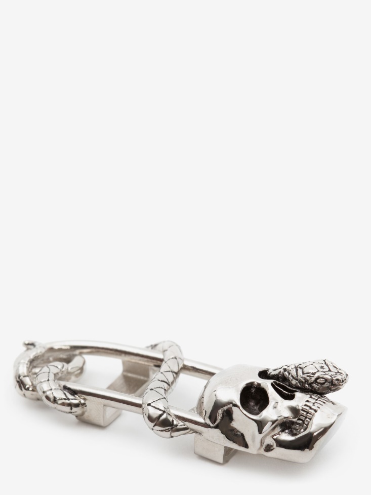 Antique Silver Men's Skull And Snake Sneaker Charm Fashion Alexander McQueen
