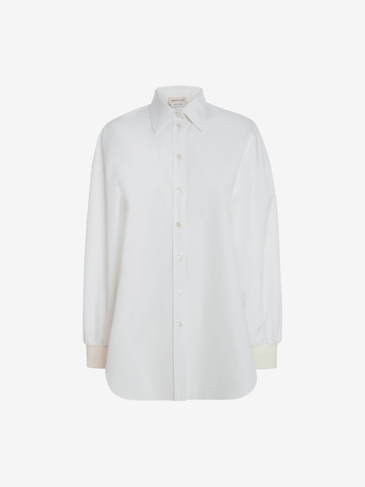 Fashion Alexander McQueen Optical White Women's Cocoon Sleeve Shirt