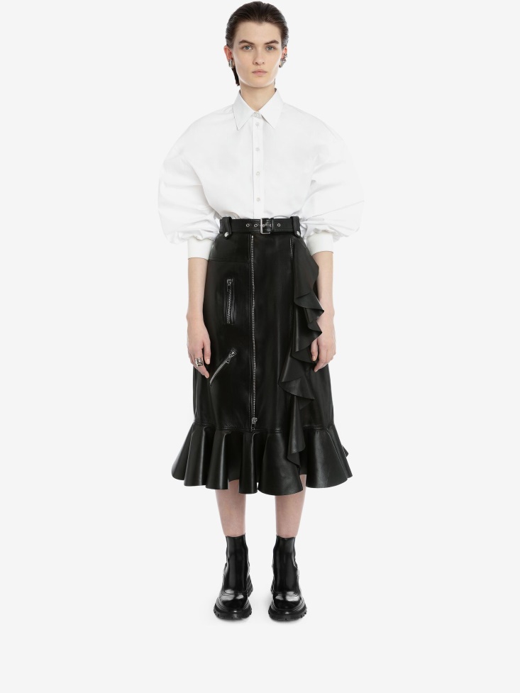 Fashion Alexander McQueen Optical White Women's Cocoon Sleeve Shirt