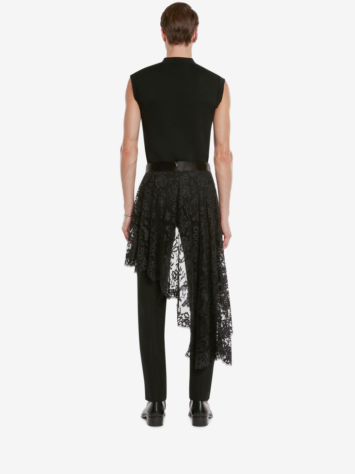 Fashion Alexander McQueen Men's Lace Drape Cigarette Trousers Black