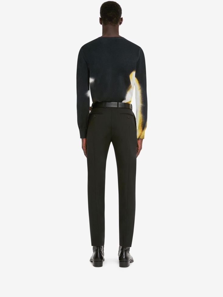 Fashion Alexander McQueen Men's Mercerised Cotton Silhouette Jumper Black/Pop Yellow