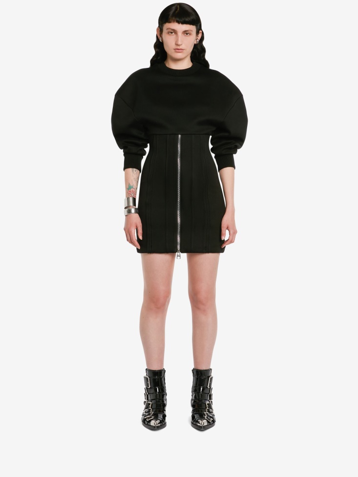 Women's Cocoon Sleeve Mini Dress Black Fashion Alexander McQueen